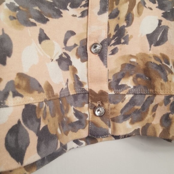 rafaella PETITE Peach Gray Floral Cardigan - Picture 3 of 6